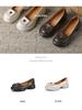 2025 Retro Brown Camellia Leather Round-Toe Loafers with Thick Soles for Spring & Autumn