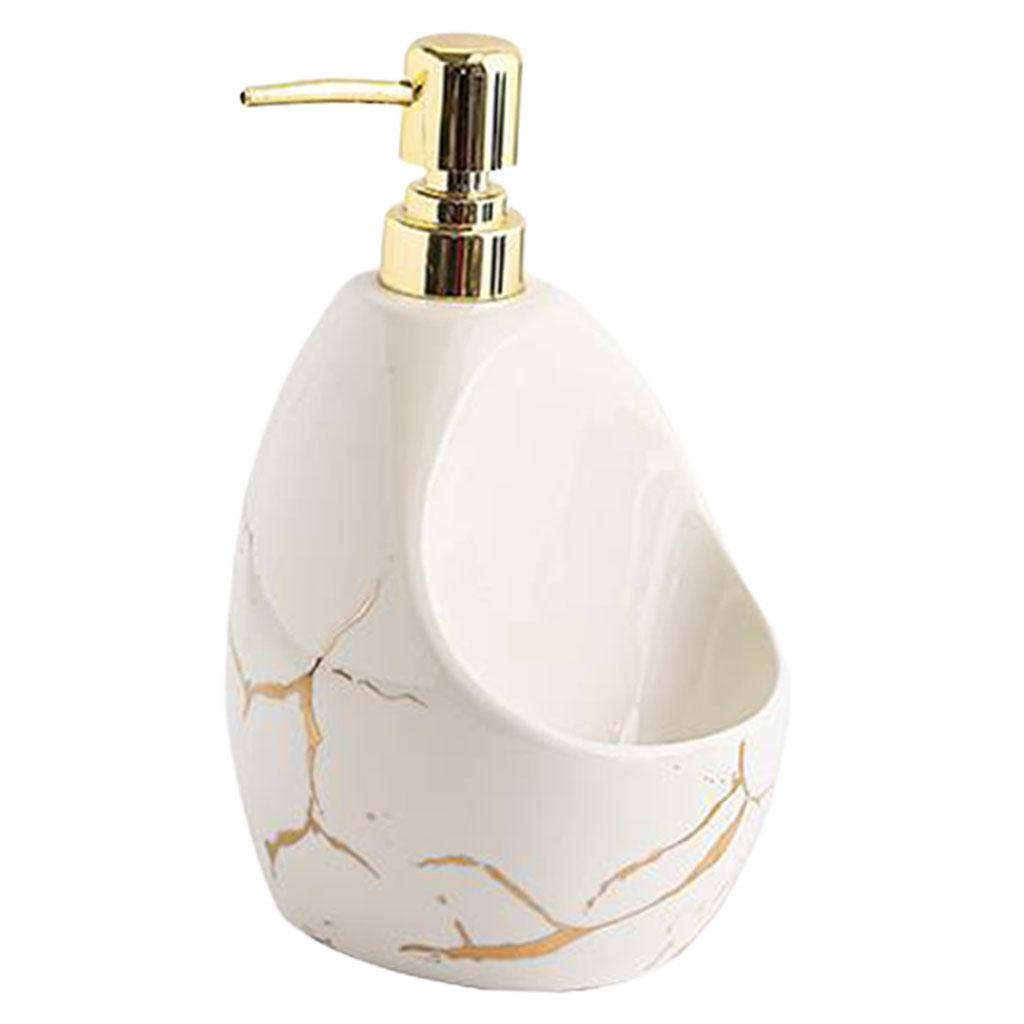 520ml Lotion Dispenser Refillable Bottle Holder with Pump Kitchen Foaming Sink Gel Organizer , White