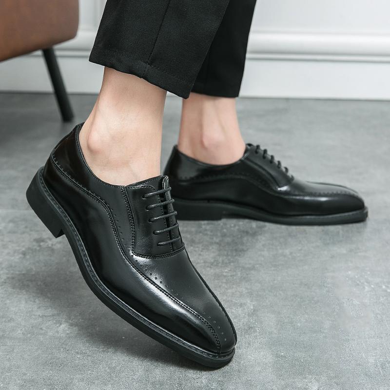 Fashion Business men's leather shoes Classic and Gentleman British Style Party and groom's wedding Hot selling Black brown shoes