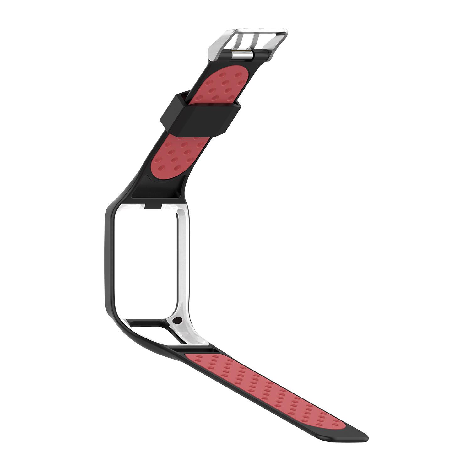 

For TomTom Multi-sport Runner 2/3 Dual Color Silicone Smart Watch Strap Replacement Watchband Dark Blue/Grey