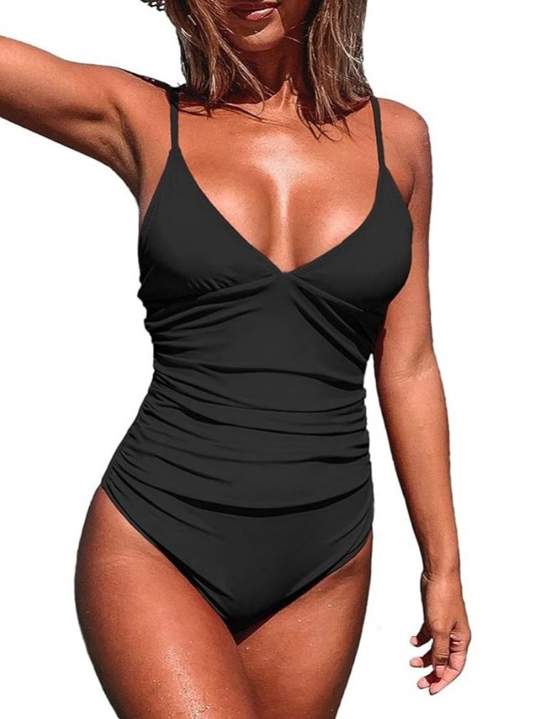 Maillot de bain une pièce pour femme - Dos nu profond, Sexy, Protection solaire, Couleur unie