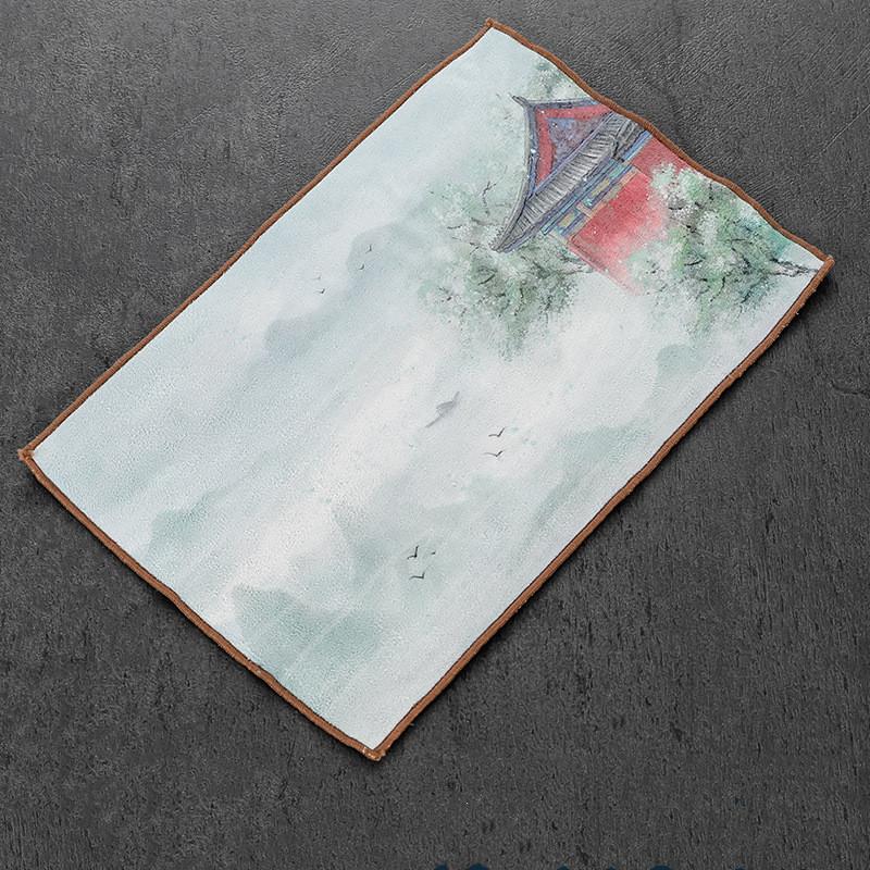 Chinese Persimmon Pattern Thickened Tea Towel Plush Imitation Deerskin Cloth Table Mats Absorbent Water Rag Tea Napkins