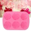 6-Hohlraum Rosenförmige Silikon Pudding Schokoladenkuchen Form Mikrowellen- Gefrierschrankfest Rosa