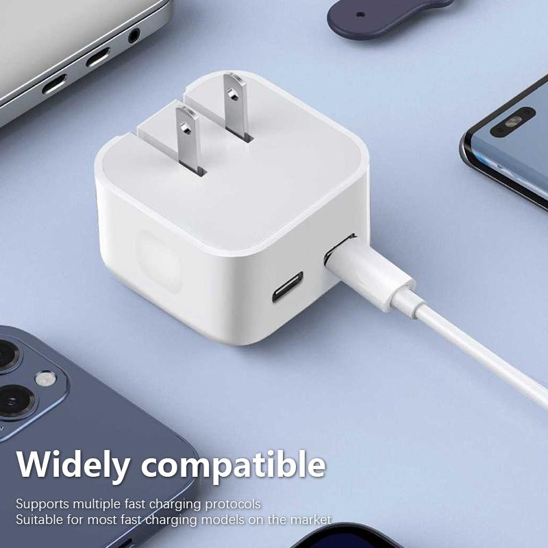 Usb Type C Charger 50W Dual Pd Portable Usb C Charger Support Type C Pd Fast Charging For Iphone 15 14 13 12 Pro Max 11 X Tablet