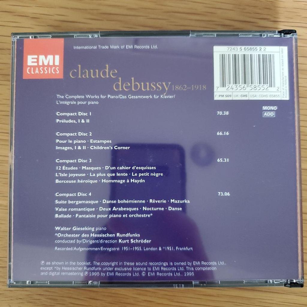 [USED] Debussy: Complete Piano Works / Walter Gieseking 4CD