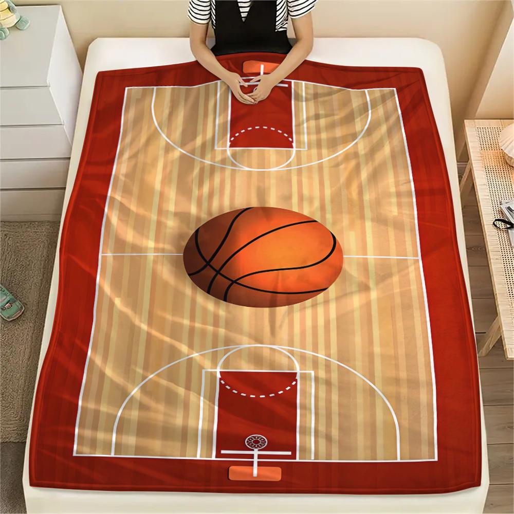 1Pc Basketball Soccer Print Flannel Blanket, High Quality Comfortable for All Seasons, Home Decor, Warmth and Comfort, Perfect for Christmas Gifts