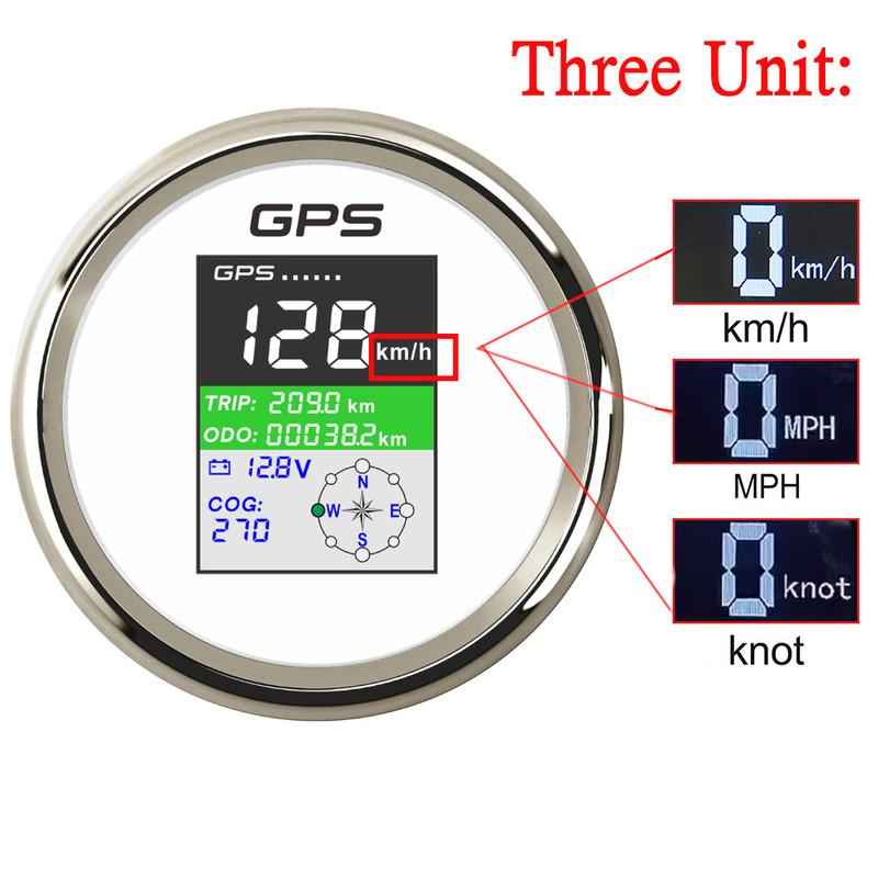 85MM Car Boat Gauge GPS Speedometer With GPS Antenna TFT Screen Waterproof Speed Meter SOG COG TRIP ODO Voltmeter 9-32V