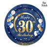 Modrá zlatá oslava 30. narozenin Jednorázové nádobí 30 let starý balónek Narozeninový papírový talíř ubrousek 30 let starý narozeninový dekor