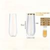 9oz PET Gold Rim Disposable Plastic Wine Glass - Creative Champagne & Red Wine High Stem Glass