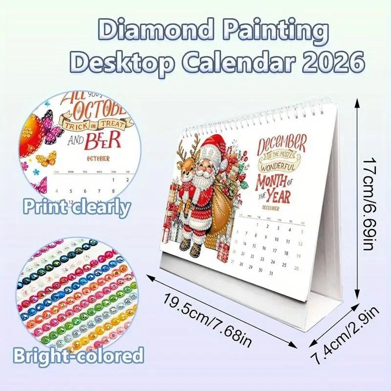 2026 Diamond Painting Calendar Monthly Calendar Different Patterns On Each Page DIY Diamond Painting Kit Desktop Ornament