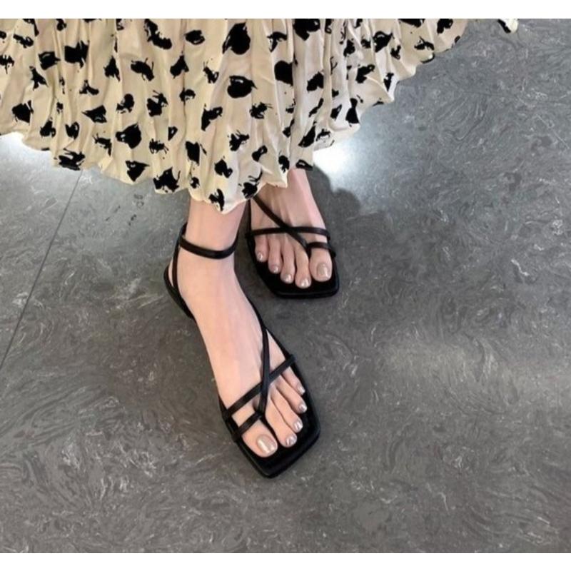 Mode 2025 Sommer Neu Damen Sandale Mode Offene Zehen Schmaler Riemen Damen Elegant Gladiatorschuhe Outdoor Kleid Flats Sandalen