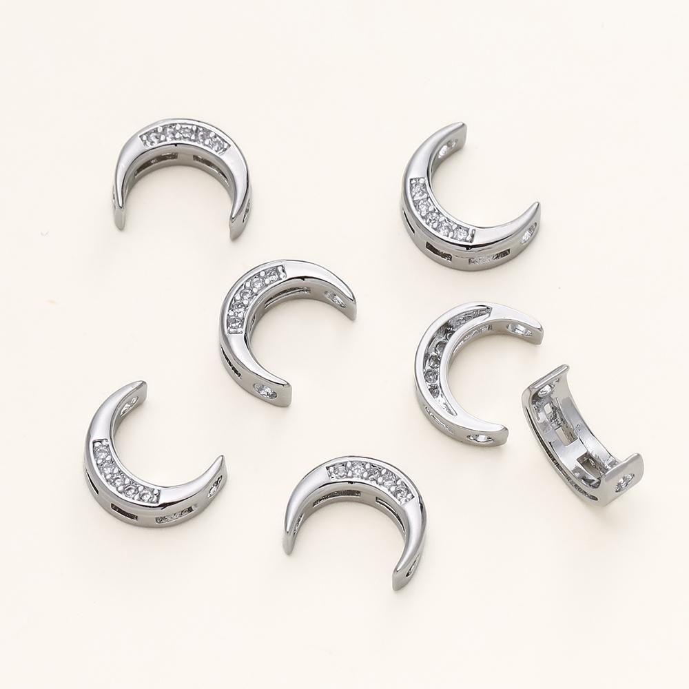 

4/6pcs/pack 14/18K Gold Color Plated Inlaid Zircon Half Round Frame Beads Connectors For DIY Necklace Jewelry Making Supplies 4pcs платиновий