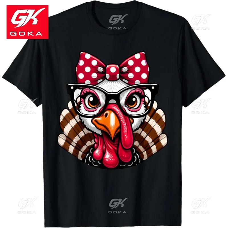 

Thanksgiving Turkey Mask Womens Girl Tops Cotton T Shirt Graphic Clothing Short Sleeve Tops Printed Y2K Classic Unisex T Shirts 3XL