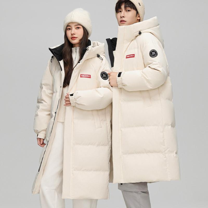 Zima Nowa Długość do kolan z kapturem Średniej długości Unisex Kurtka bawełniana dla pary Pogrubiony Ciepły Modny Płaszcz