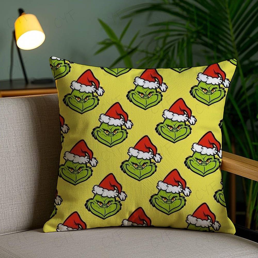 Federa per cuscino Film The G-Grinch C-Christmas Antiacaro Cerniera invisibile morbido peluche corto Copricuscino per divano