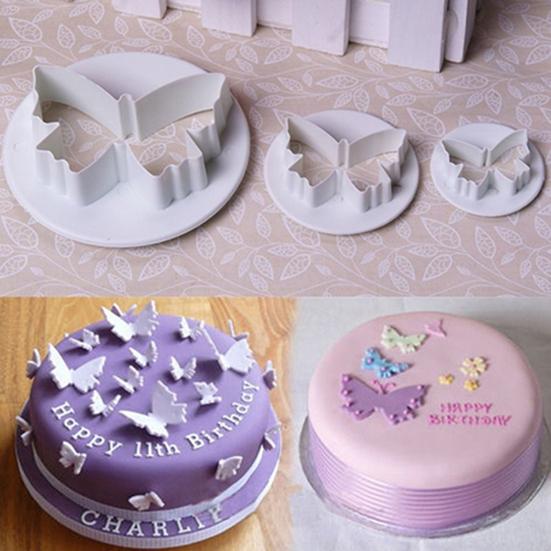 3Pcs Cake Mold Butterfly Shape Reusable Plastic Home Baking Mold for Kitchen