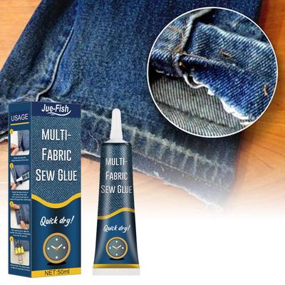 JUE-FISH 50ml Strong Fabric Sew Glue for Cotton Linen Leather Quick Dry Repair Multipurpose Waterproof Fabric Sewing Adhesive