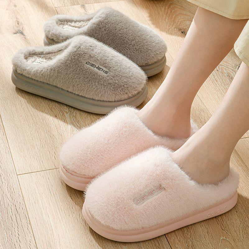Cotton slippers women spring and autumn winter plush non-slip home use home indoor warmth couple winter men