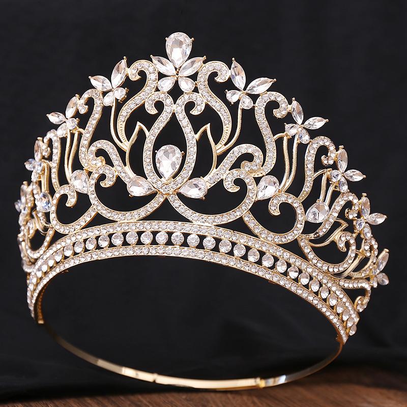 8 Colors Queen Round Crown High Tiaras and Crowns for Women Bridal Wedding Hair Jewelry Party Birthday Bride Headdress Pageant