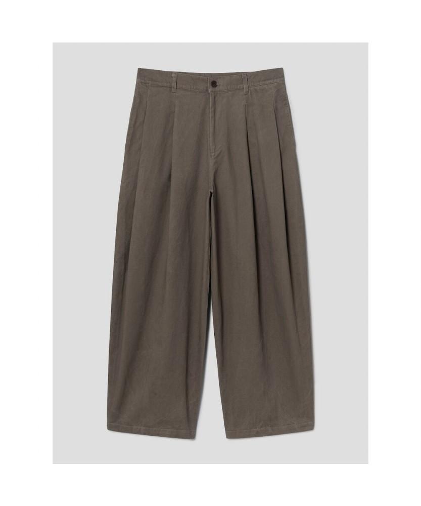 8SECONDS Wide Curved Pintuck Chino Pants Brown