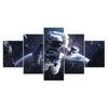 Space Astronaut Cosmos Planet Earth Scenery 5 Piece Five Panel Wall Canvas Print Modern Art Poster Home Decor Gift For Him For Her
