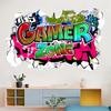 3D Broken Wall Hole Art Cool Gamer Zone Gaming Vinyl Mural Stickers For Home Kids Room Girl Bedroom Decoration Game Anime Poster