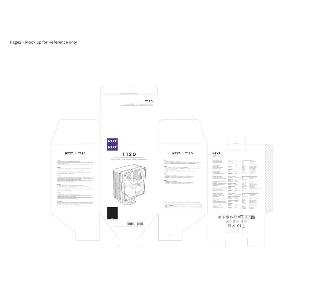 Cooler for NZXT T120 processor, 120mm, black, RC-TN120-B1.