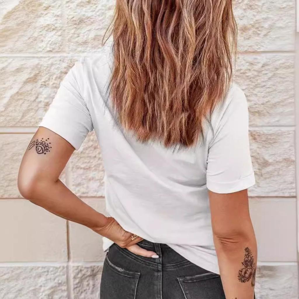 European and American Spot Printed Crew Neck T-shirt Spring and Summer Casual Short-sleeved Crew Neck Top Short-sleeved Women's T-shirt