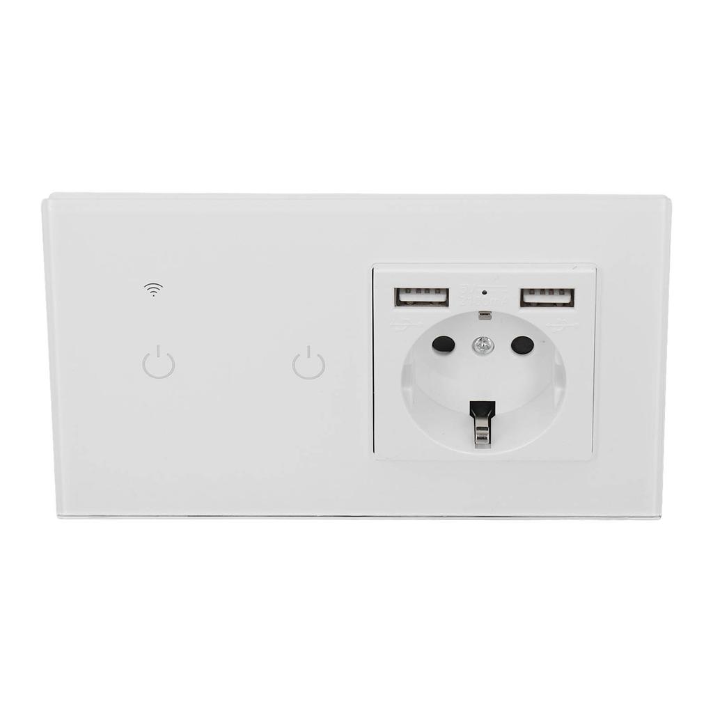 WLAN Smart Schalter mit Dual-USB Unterputz-Wandsteckdose APP Sprach-Touch-Steuerung Standard AC100-