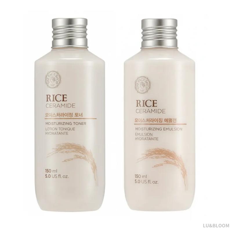 THE FACE SHOP Rice & Ceramide Moisturizing Toner + Emulsion Set (150ml + 150ml)