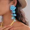 Silver Needle Chiffon Acrylic Flower Fringed Earrings Fashionable Small Fresh Stud Earrings Versatile Temperament Earrings