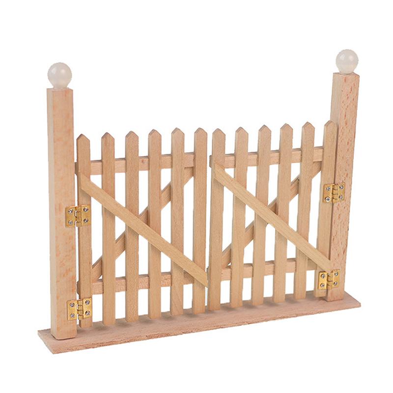 1/12 Lėlių namelio medinė tvoros vartų modelis Lėlių namelio miniatiūrinis fėjų sodo durys Lėlių namelio simuliacinis baldų dekoravimo žaislas