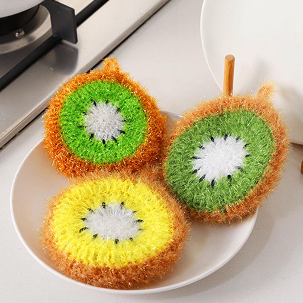 Kitchen Dishwashing Cleaning Cloth Fruit Shape Dish Scrubber Non Scratch Kitchen Dish Scrubber for Cleaning Bathroom Floors New