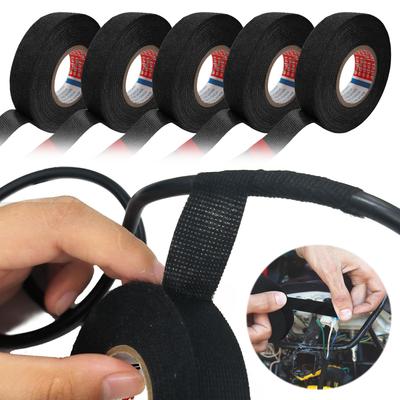 5 Rolls Wire Loom Harness Tape Flame Retardant Wiring Harness Cloth Tape Heat Proof Adhesive Fabric Tape for Automotive Engines