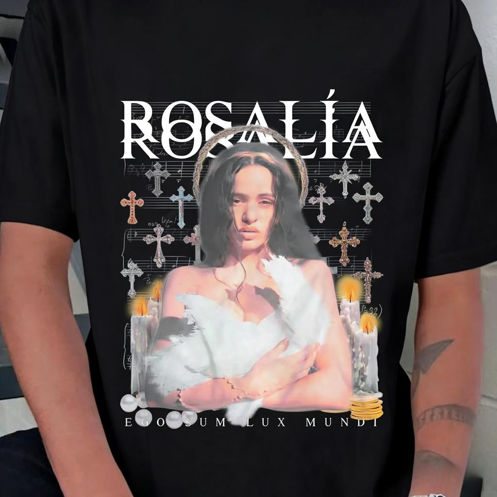 Rosalía Rosalia LUX album trasa 2026 grafika 100% Bawełna unisex koszulka Y2k Styl Hip hop Lato Męska Koszulka z krótkim rękawem prezent dla fana