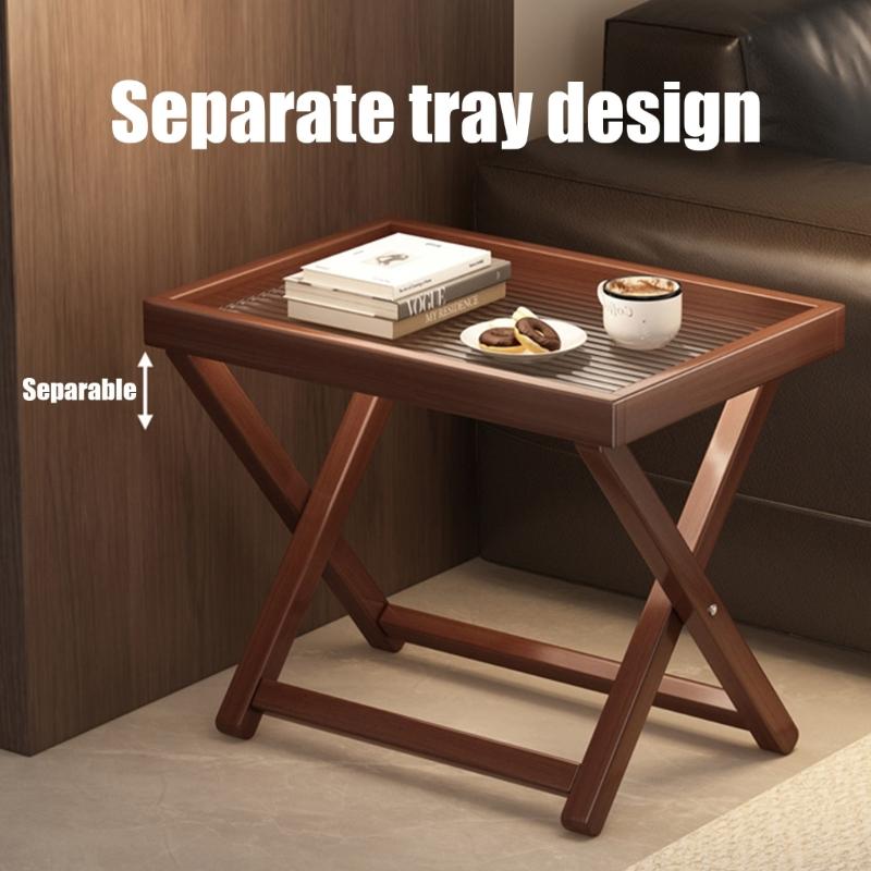 Foldable Table Bamboo Acrylic Construction Lightweight Portable For Picnic Balcony Dorm Office