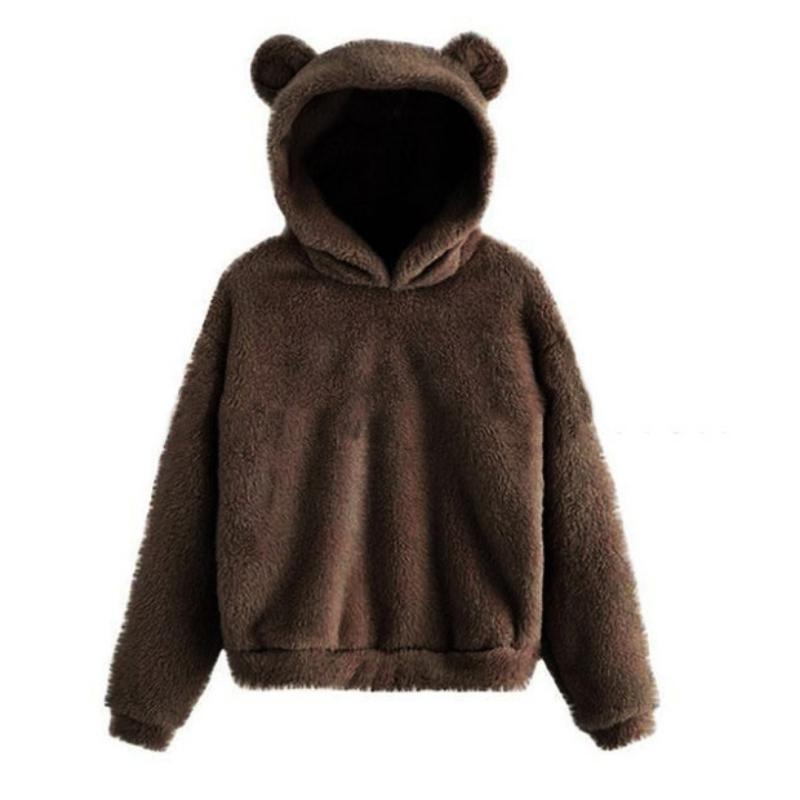 Winter Herbst Pullover Frauen Langarm Kaninchen Plus Größe Ohr Wolle Kapuze Sweatshirt Plüsch Warme Hoodie