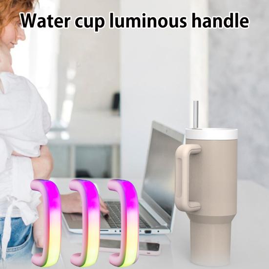 LED Light-Up Cup Handle for 30oz/40oz Rechargeable Waterproof Glow Grip with 6 Color Modes & 7H Runtime Night Light Cup Accessory