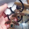 Korean-Style Retro Gemstone Bee Hair Tie - Trendy Hair Accessory