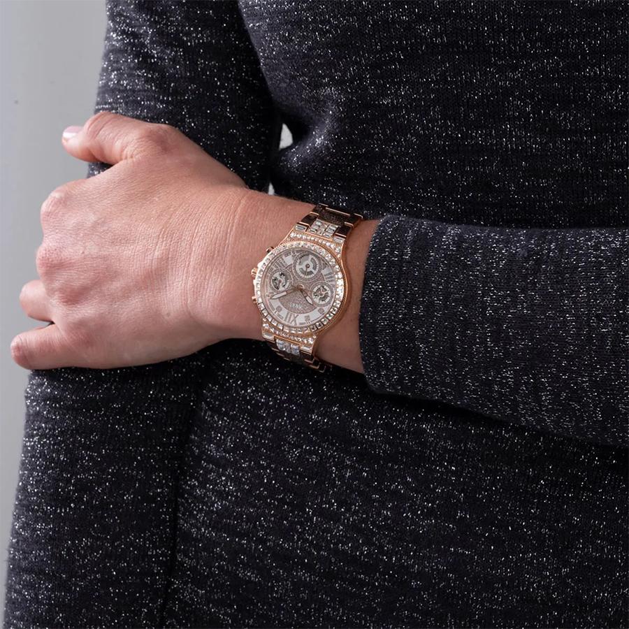 Watch Women Quartz Movement Crystal Inlaid Rose Gold Dial Strap Luxurious Design Fashionable Style For Daily/Date Wear A Gift For Girlfriends GW0320L3