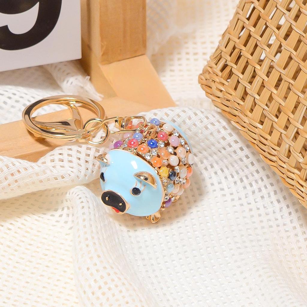 Colorful Rhinestone 3D Tiger Keychain and Metal Backpack Accessory
