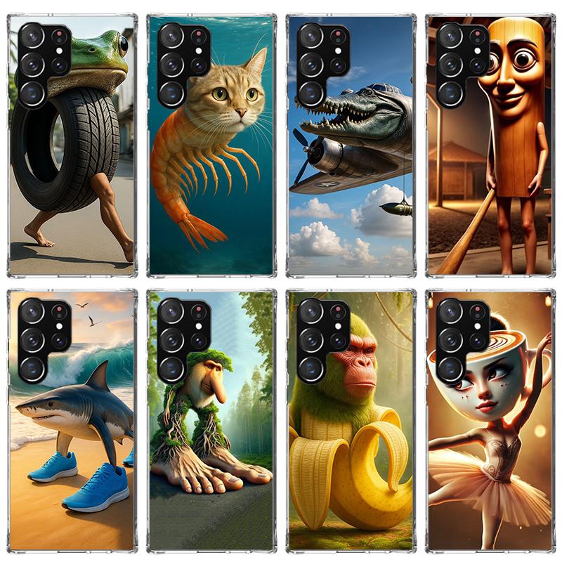 Italian Brainrot Animals Phone Case For Samsung Galaxy S26 S25 Edge S24 S23 Ultra S22 Plus S21 S20 FE Soft TPU Back Cover Funda