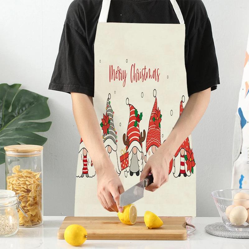 Thuis Vrolijk Kerstmis Serie Keuken Schorten Kerstman Hert Boom Cadeau Bedrukt Vuilafstotend Schort Bakbenodigdheden Kookschorten