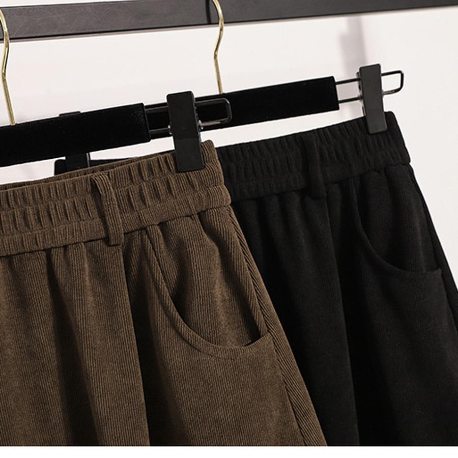 Autumn New Style Corduroy Midi A-Line Skirt for Women, High-Waisted, Slimming, Elastic Waist, Pleated Dress