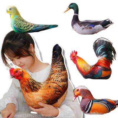 Simulation Animal Print Plush Doll Pillow Chicken Duck Goose Pigeon Parrot Rooster Hen Plush Toy Home Decor Gift for Girl