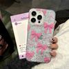 New Glitter Pink Bow Suitable for Apple 16 Mobile Phone Case for Women Iphone15pro Anti Fall 14tpu Protective Case 13