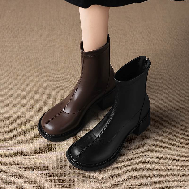 Krazing Pot Microfiber Winter Round Toe Modern Platform Size 33 Boots Size 43 Women Fashion Stretch Ankle Boots