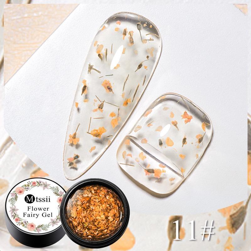 MTSSII 5 ml DIY Fairy Series Flower Glitter Gel Nail Polish 3D Natural Dried Flower Manicure Decoration Crystal Transparent Gel Polish Nail Art