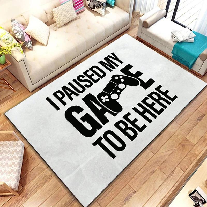Gaming Controller Carpet Mat Rug Neon Art Player Quote Vibrant Game Room Home Decoration Floor Mat Carpets for Living Room