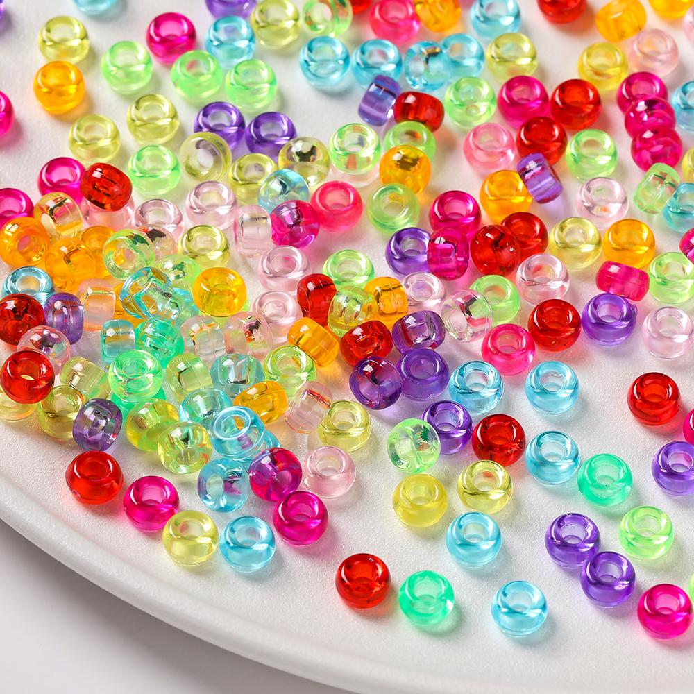 100pcs 4*7mm Acrylic Big Holes Beads Colored Spacer Loose Beads for DIY Necklace Bracelet Phone Charms Jewelry Making Supplies
